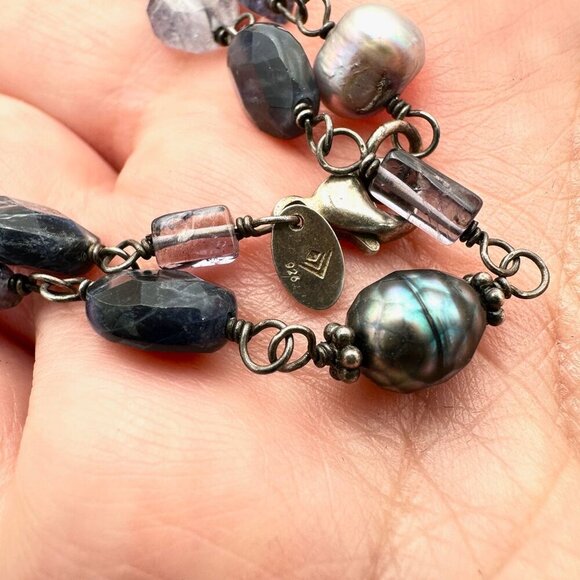 N1308 Retired Silpada Silver Necklace Pearl Gemstone - Picture 3 of 3